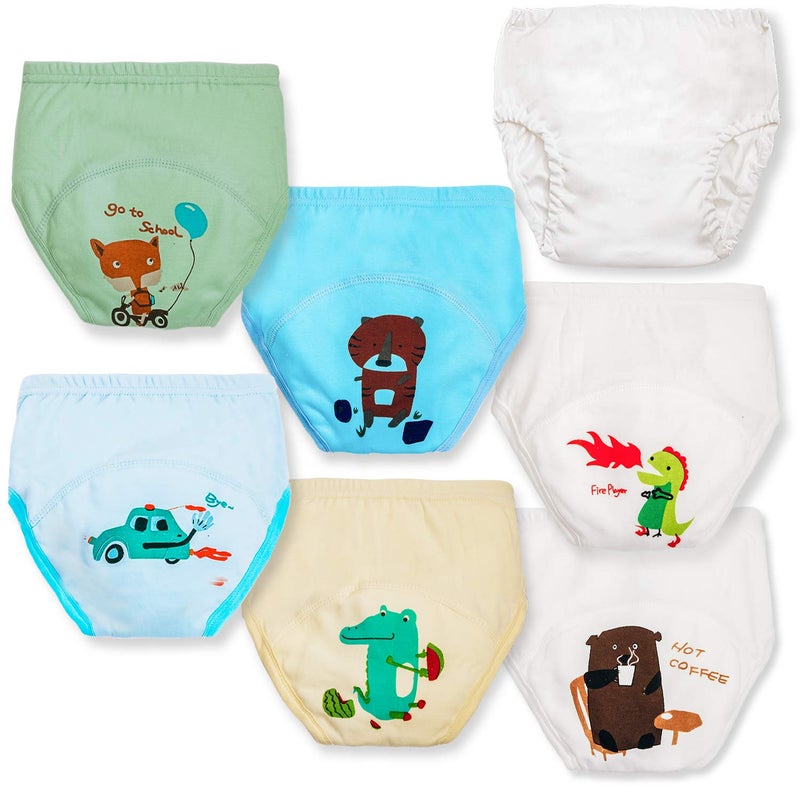 Joyo roy 6Pcs Potty Training Underwear Boys 100% Cotton Soft Absorbent Toddler Toilet Training Pants 4T-5T Boys Leakproof Toddler Boy Underwear Baby Pee Pants with Potty Sticker Chart for Kids - Image 1